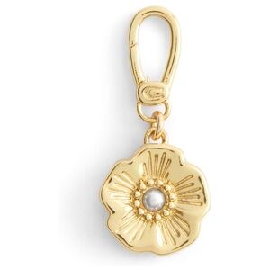 NWT Coach Gold Floral Charm with Pearl Center